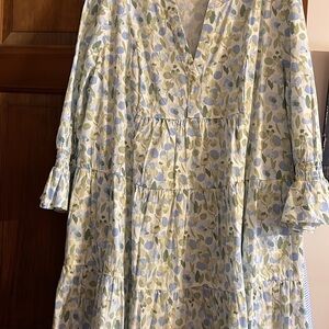 Crown and Ivy Floral V-Neck Dress with Ruffle Sleeves